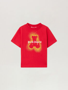 PALM ANGELS Pa Spray Bear Reg.Tee S/S RED - OCHER YELLOW PBAA003F25JER005