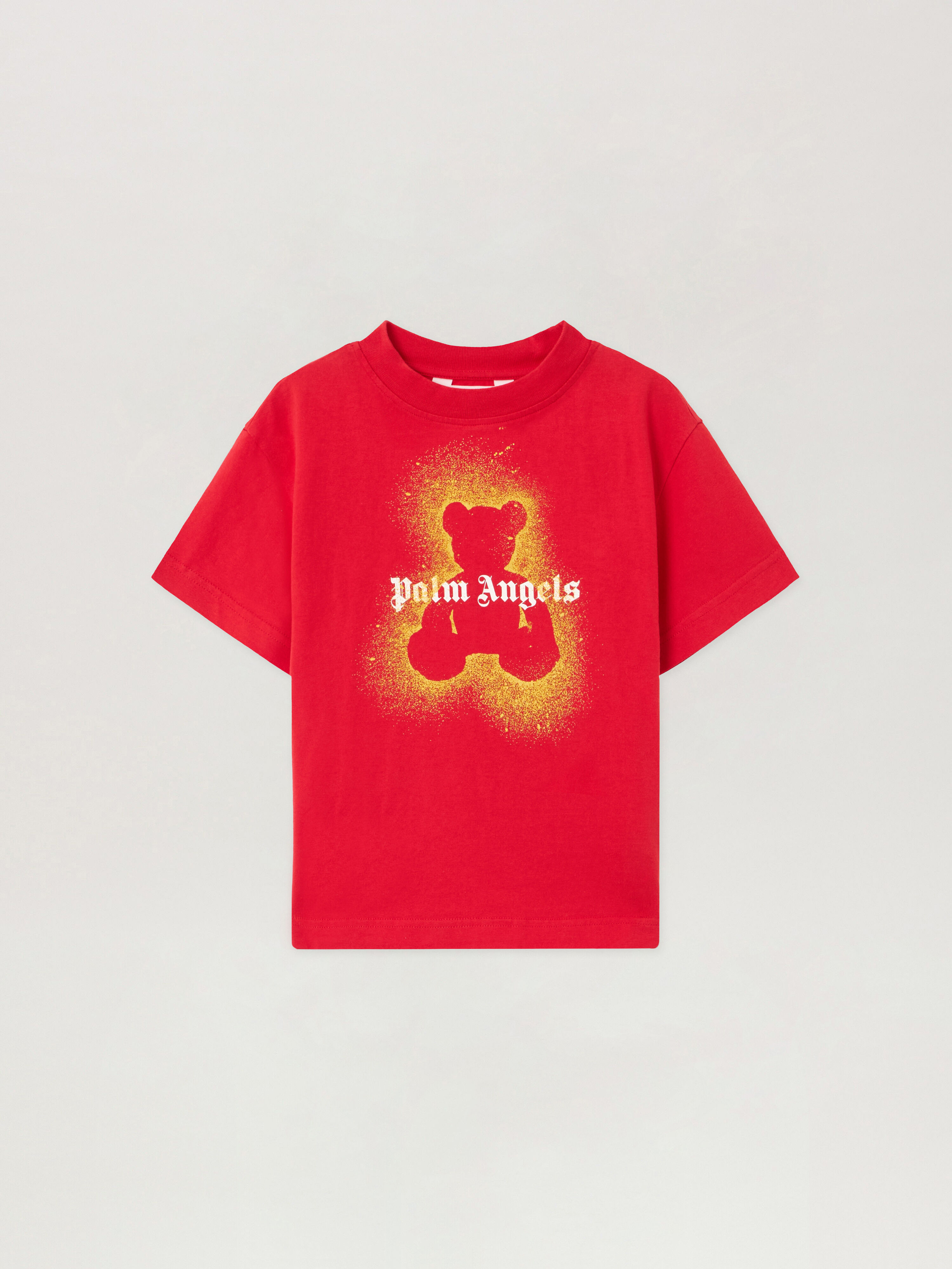 PALM ANGELS Pa Spray Bear Reg.Tee S/S RED - OCHER YELLOW PBAA003F25JER005