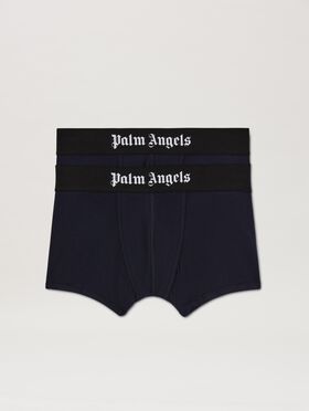 PALM ANGELS  Logo band bipack trunk NAVY BLUE - BLACK PMUH009S25FAB001