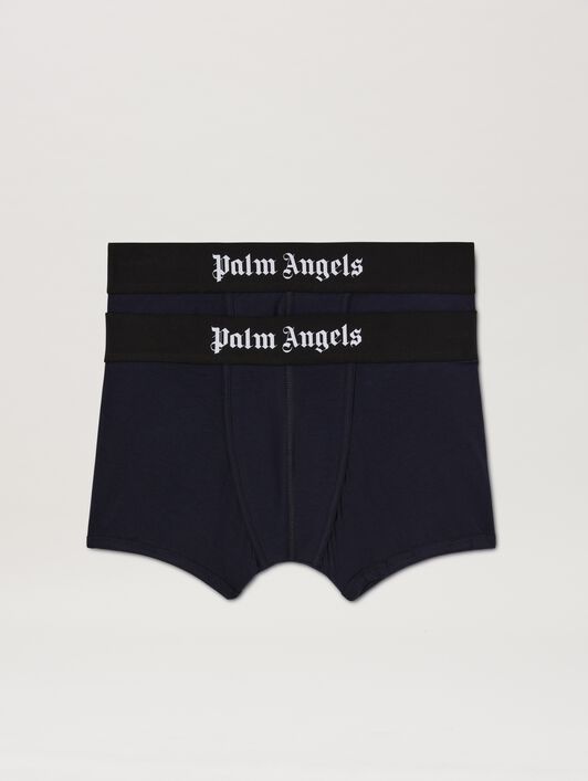 PALM ANGELS  Logo band bipack trunk NAVY BLUE - BLACK PMUH009S25FAB001
