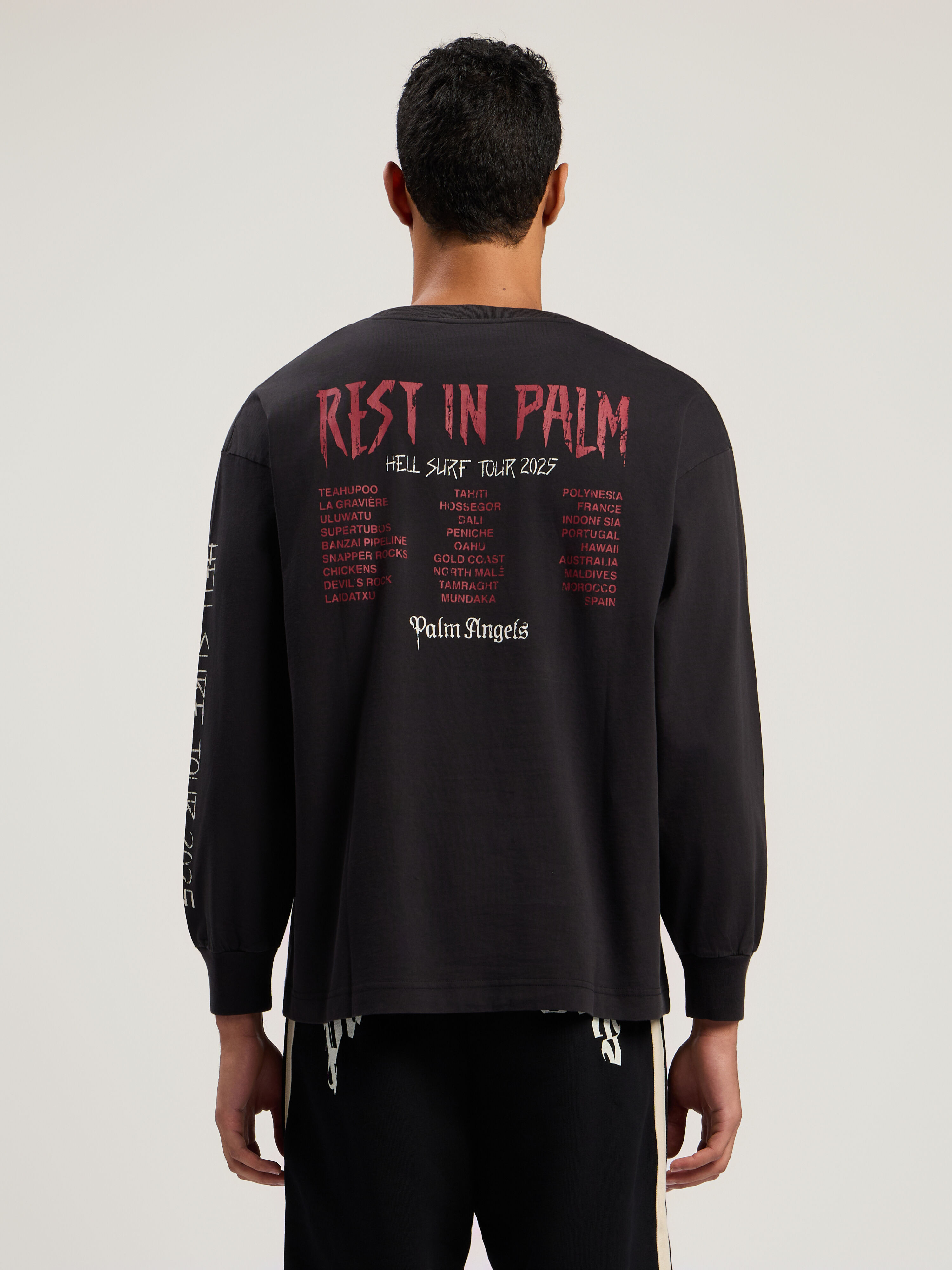 PALM ANGELS Rest In Palm Long Sleeve T-Shirt BLACK - MULTICOLOR PMAB058F25JER004