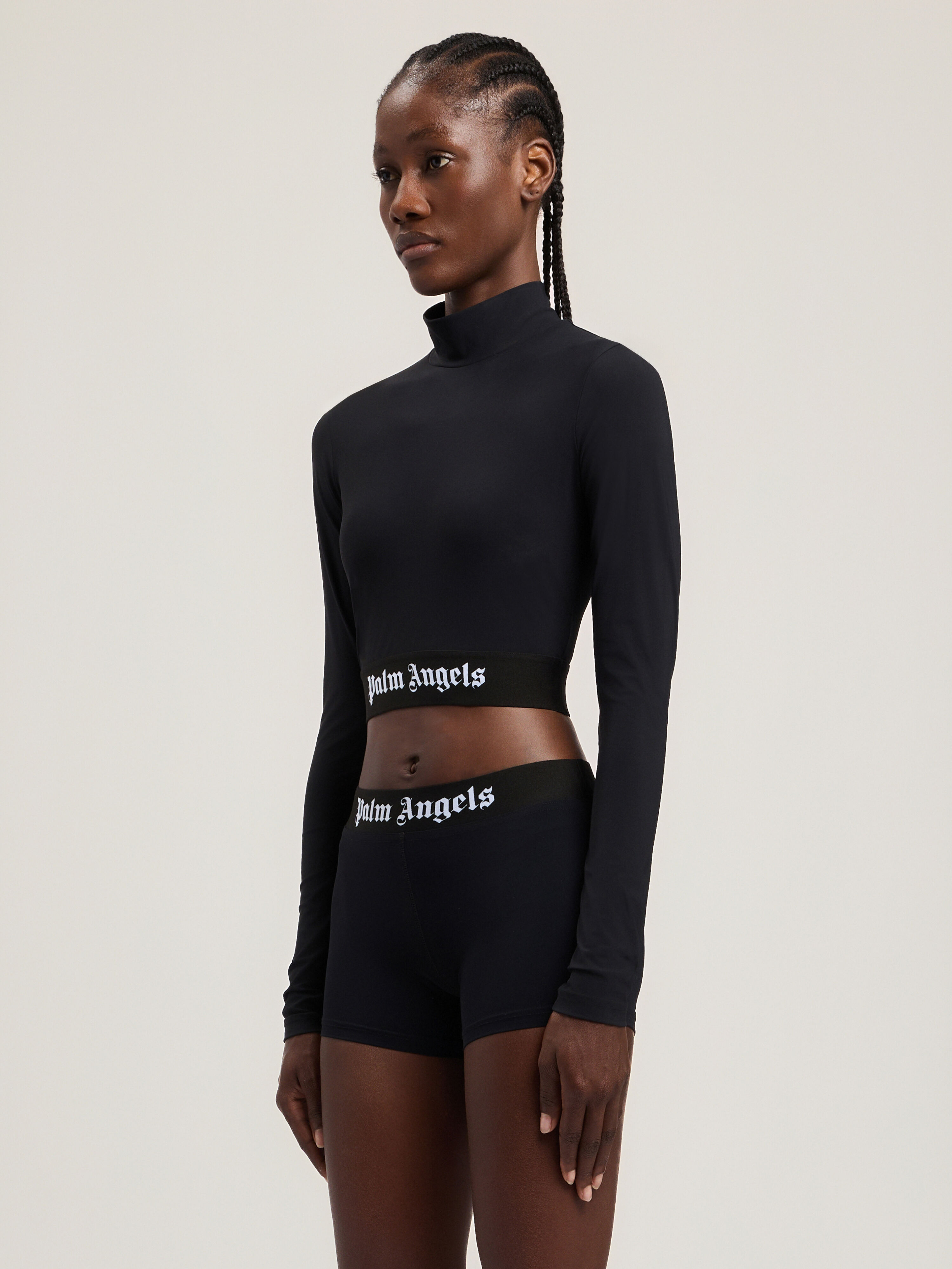 Classic Logo Long-Sleeved Mockneck Top PALM ANGELS Classic Logo Long-Sleeved Mockneck Top BLACK - BLACK PAWVO05F26FB01