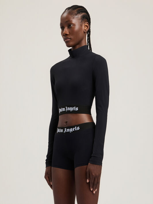 Classic Logo Long-Sleeved Mockneck Top PALM ANGELS Classic Logo Long-Sleeved Mockneck Top BLACK - BLACK PAWVO05F26FB01