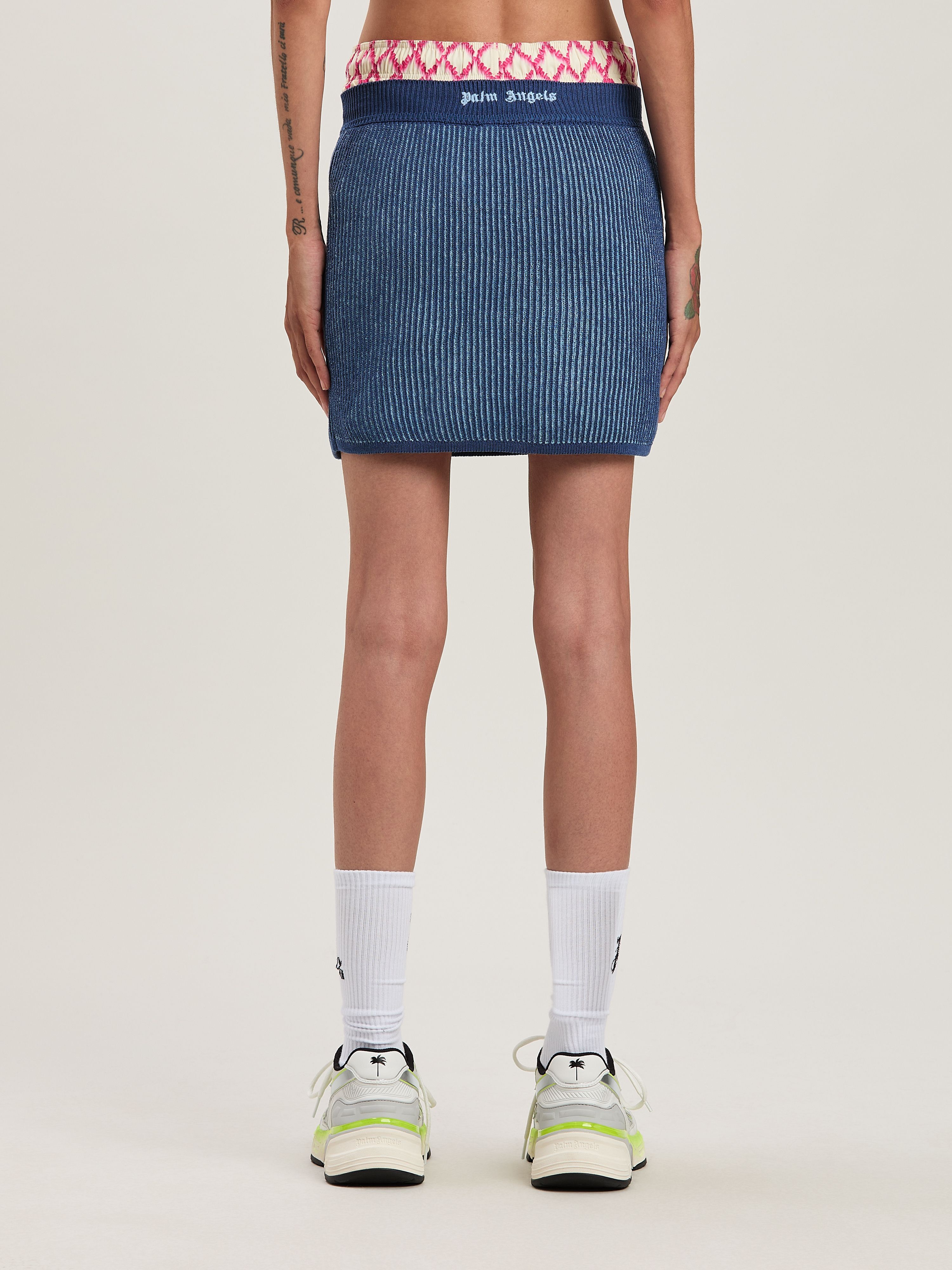 PALM ANGELS  Rib Mini Skirt INDIGO BLUE - LIGHT BLUE PWHL014S25KNI001