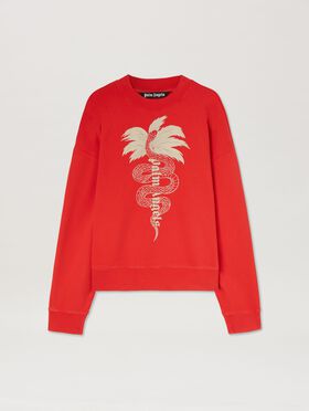 PALM ANGELS  Lunar New Year Crewneck sweatshirt BLACK - OFF WHITE PMBA080G25FLE001