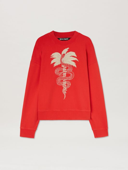 PALM ANGELS  Lunar New Year Crewneck sweatshirt BLACK - OFF WHITE PMBA080G25FLE001