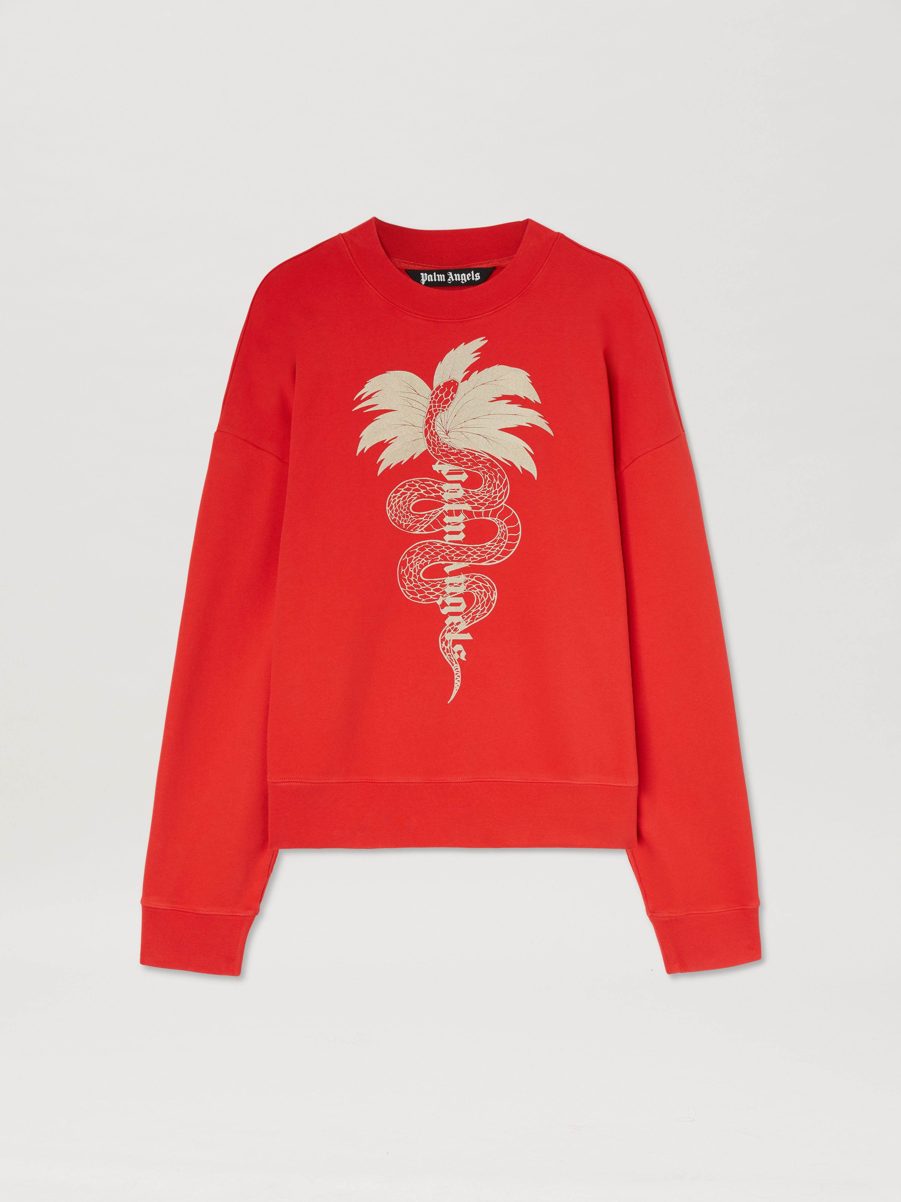 PALM ANGELS  Lunar New Year Crewneck sweatshirt BLACK - OFF WHITE PMBA080G25FLE001