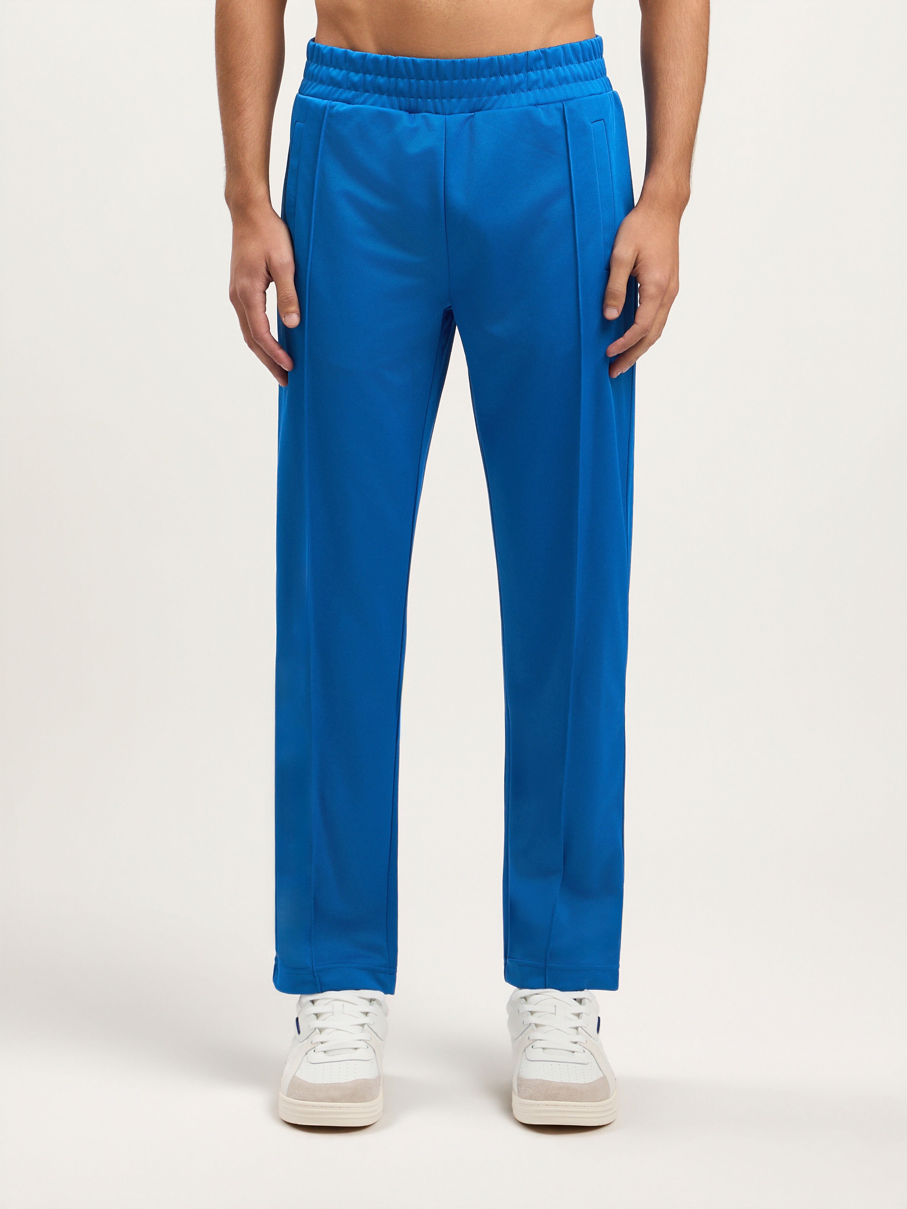 PALM ANGELS Back Curved Logo Track Pants COBALT BLUE BLACK PMCJ048S26FAB001