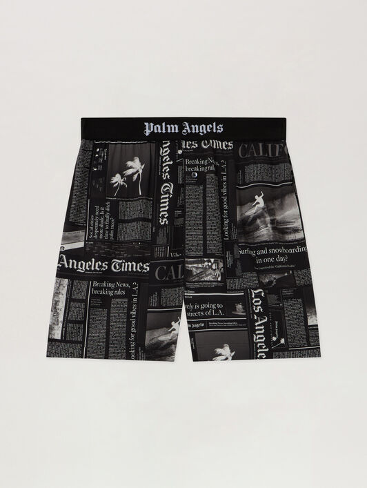 PaxLaTimes Drawstring Shorts PALM ANGELS PaxLaTimes Drawstring Shorts BLACK - OFF WHITE PMCB044F25FAB001