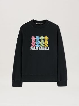 PALM ANGELS  Multicolor Bear crewneck sweatshirt IVORY - BLACK PMBA080S25FLE002