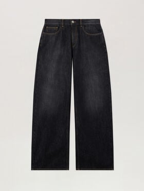 PALM ANGELS Curved Logo Loose Jeans VINTAGE BLACK VINTAGE BLACK PMYA049S26DEN00B