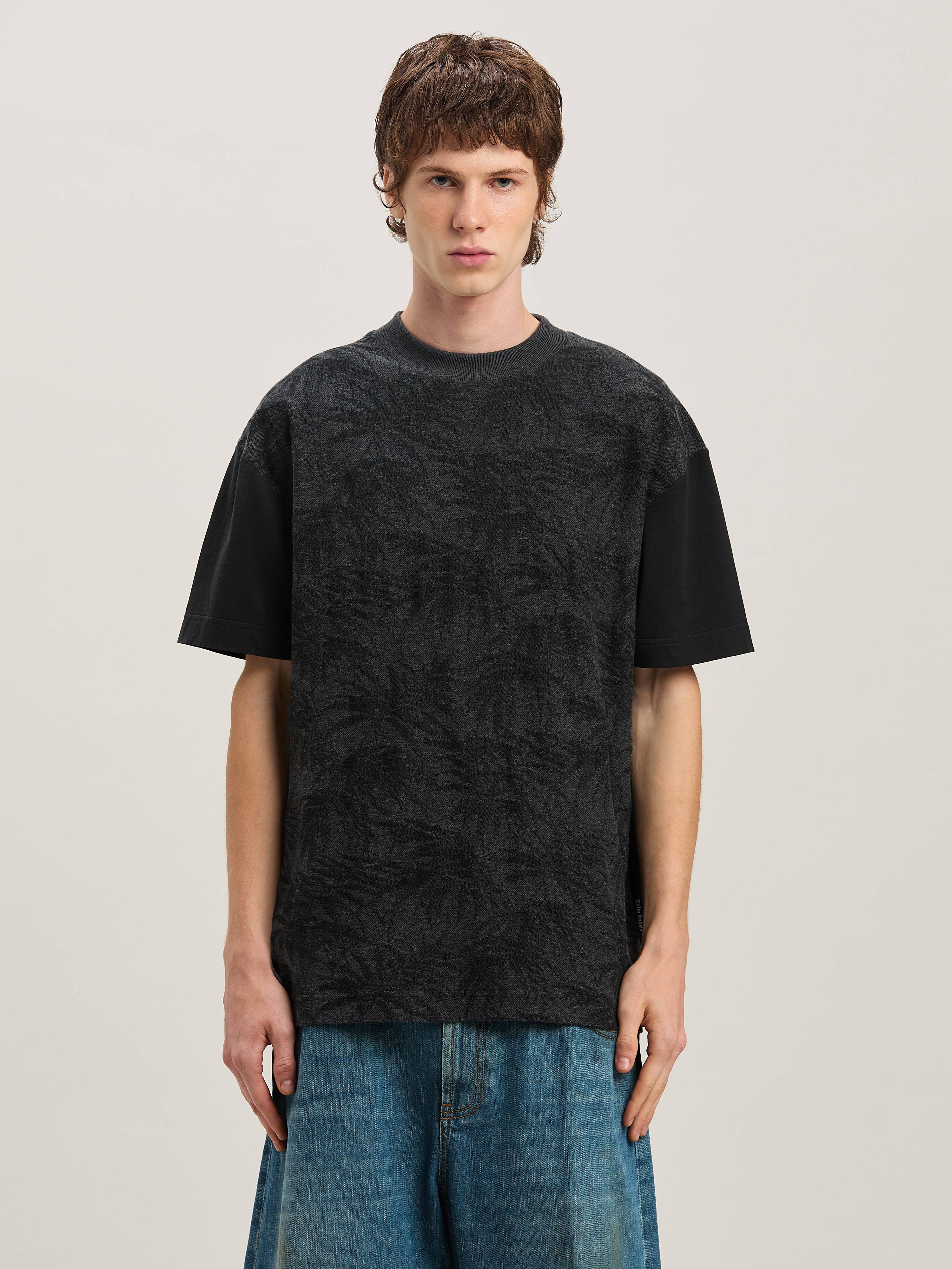 PALM ANGELS  Palms Curved Logo T-shirt BLACK - GREY PMAA001S25FAB001