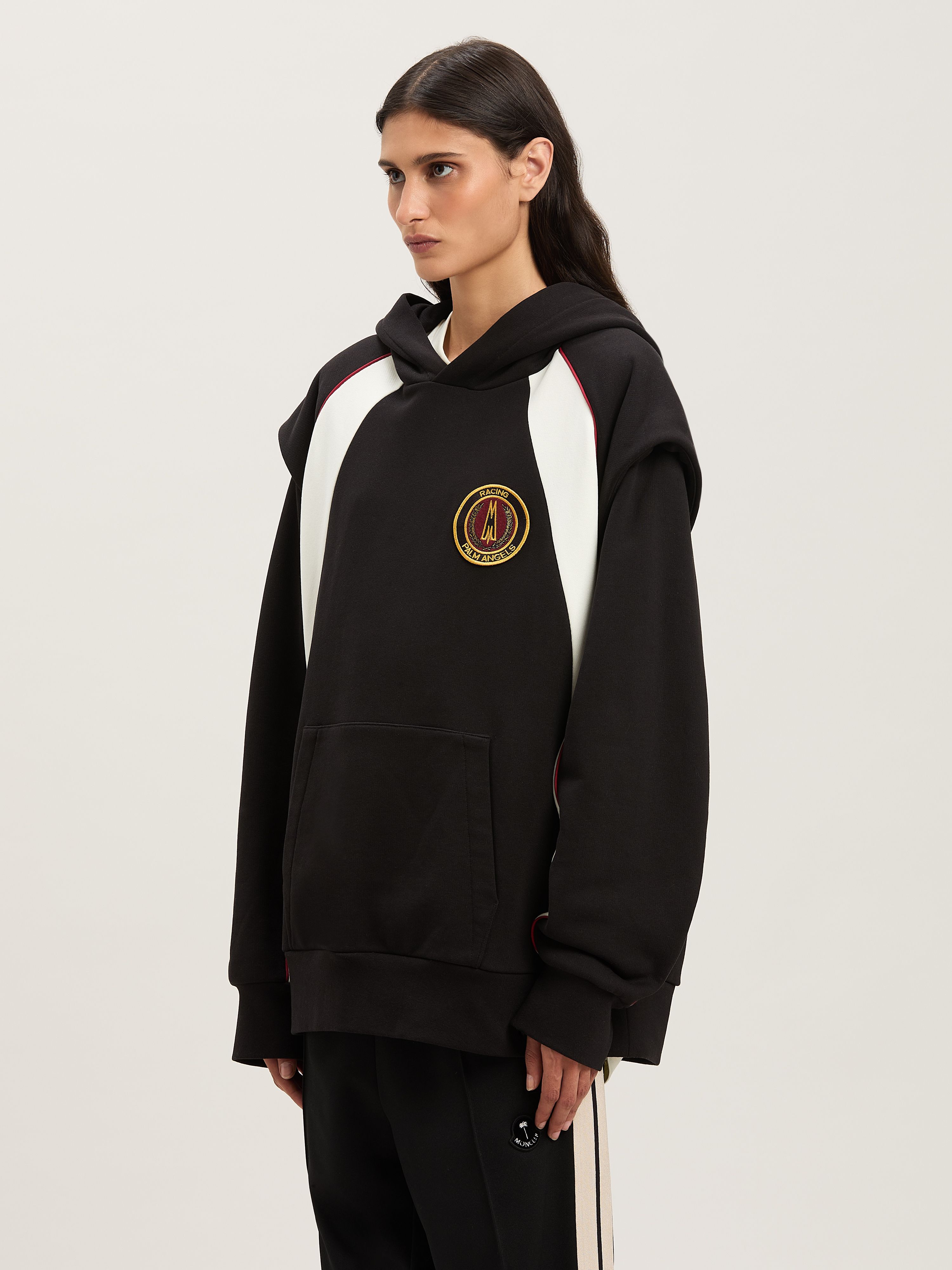 PALM ANGELS  Crest hoodie Moncler x Palm Angels BLACK - WHITE PMBB175T25FLE001