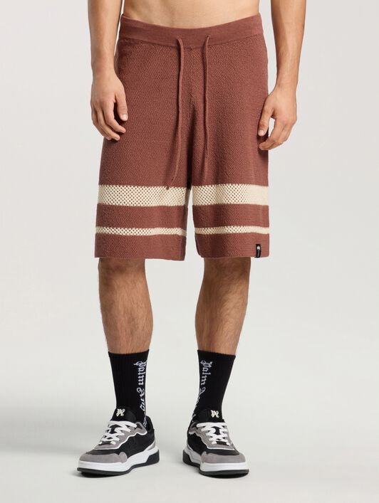 Palm Type Loose Knit Shorts PALM ANGELS Palm Type Loose Knit Shorts BROWN - KAKI PAMHM01F26KN01