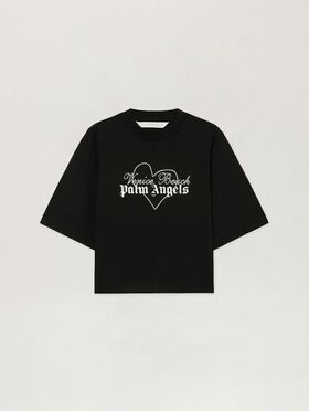 PALM ANGELS Venice Love Boxy T-Shirt BLACK - OFF WHITE PAWAA03F26JR06