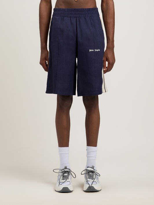 PALM ANGELS Classic Logo Track Shorts NAVY BLUE OFF WHITE PMCB05CS26FAB001