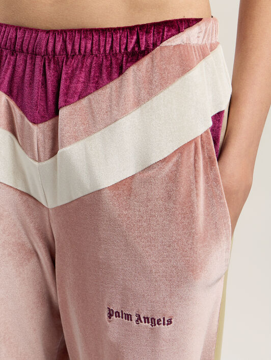 PALM ANGELS Colorblock Chenille Track Pants SOFT PINK - BURGUNDY PWCJ038F25FAB001