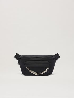 PALM ANGELS  Metallic logo plate fanny pack BLACK/PEARL PMNA07BS25FAB001