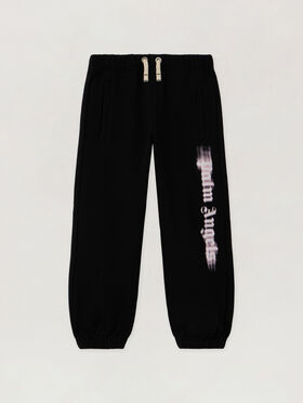 PALM ANGELS Blurred Logo Reg.Sweatpant BLACK - ROSE PINK PGCH008F25FLE001