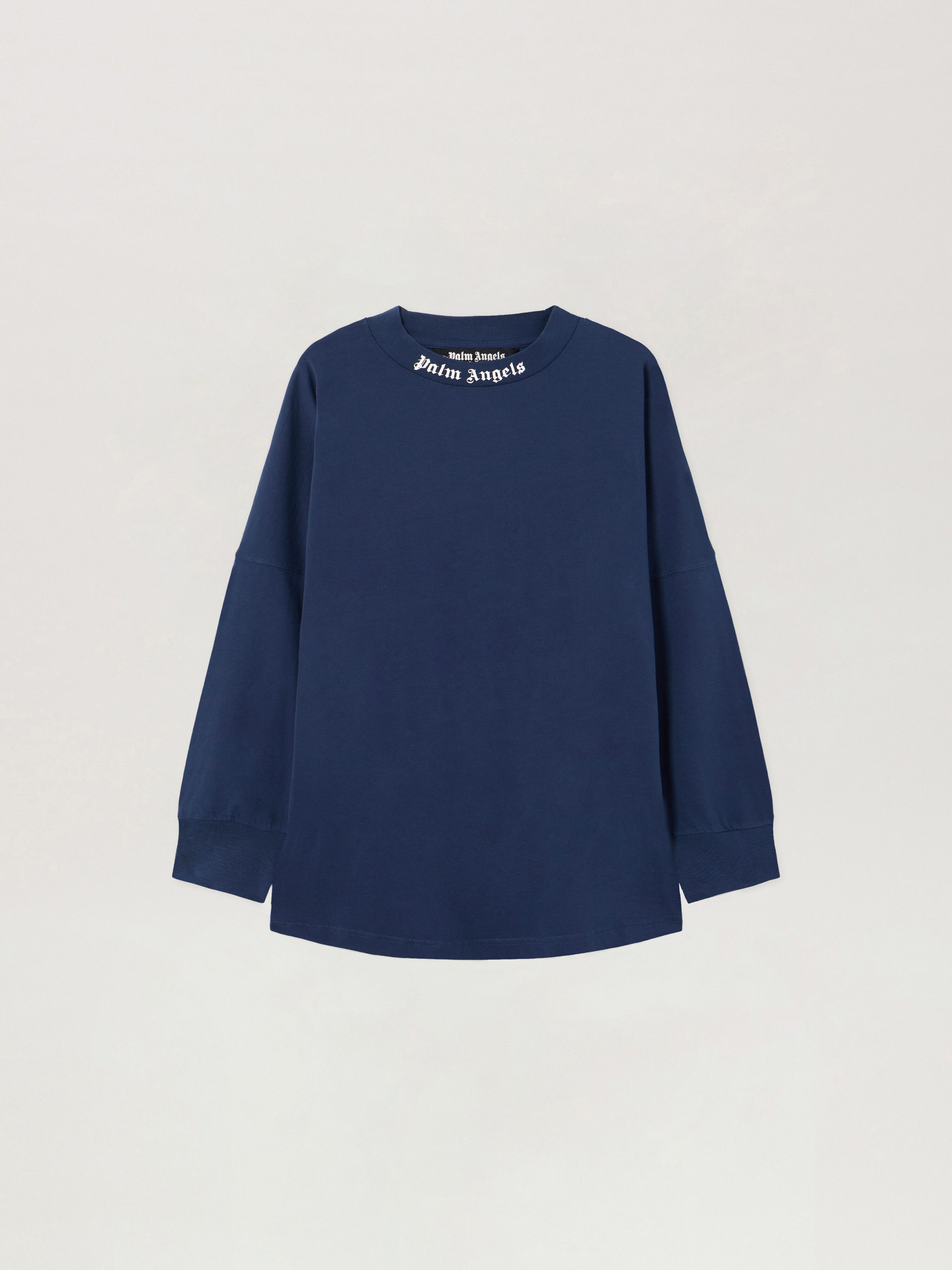 PALM ANGELS Classic Logo Long-Sleeved Over T-Shirt NAVY BLUE OFF WHITE PMAB059S26JER001