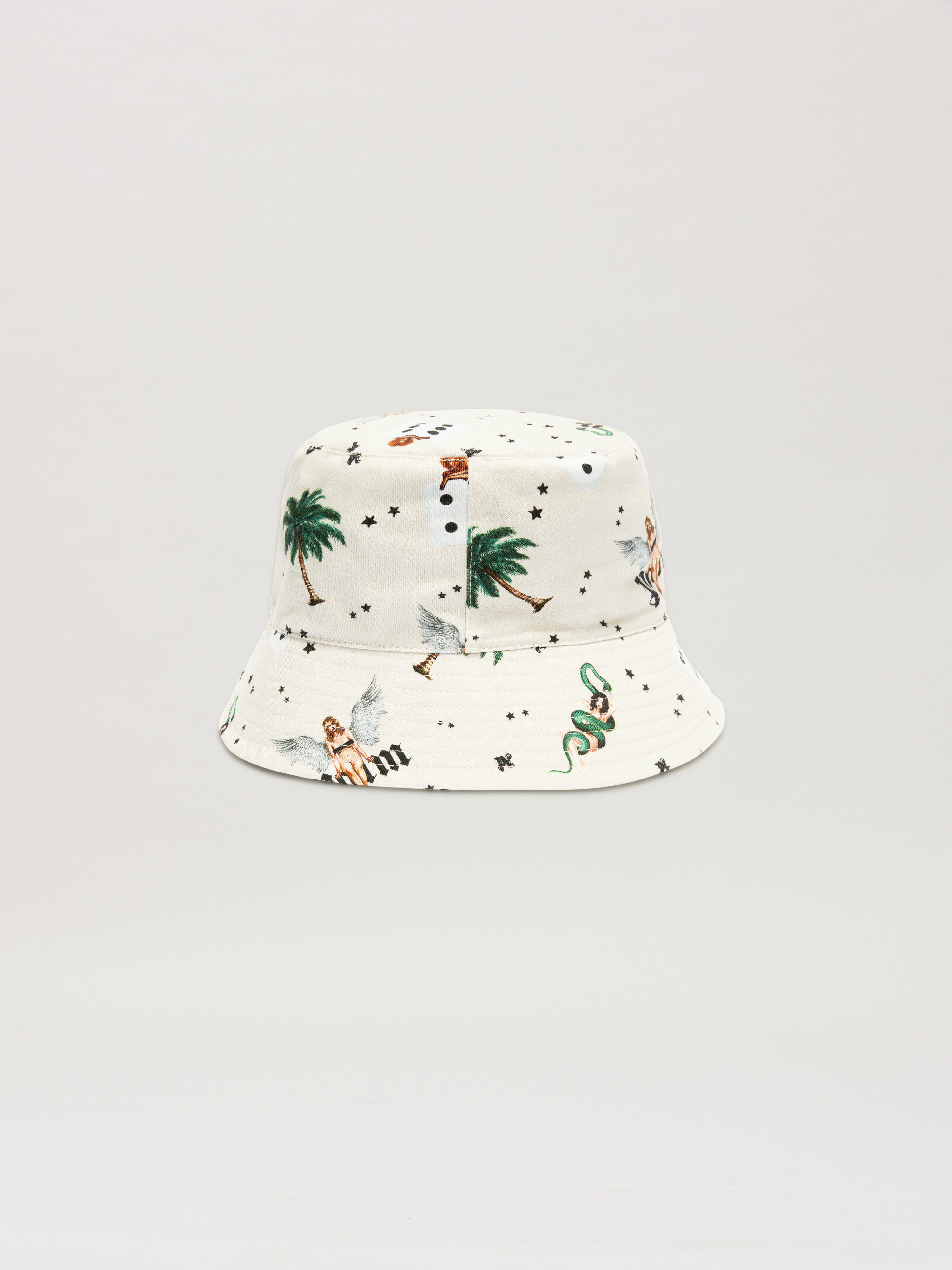 PALM ANGELS  Pin up all over Bucket hat IVORY - MULTICOLOR PMLA039S25FAB004
