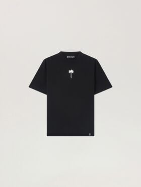 PALM ANGELS Palm Tree Statement Regular T-Shirt BLACK - OFF WHITE PAMAA01W26JR08