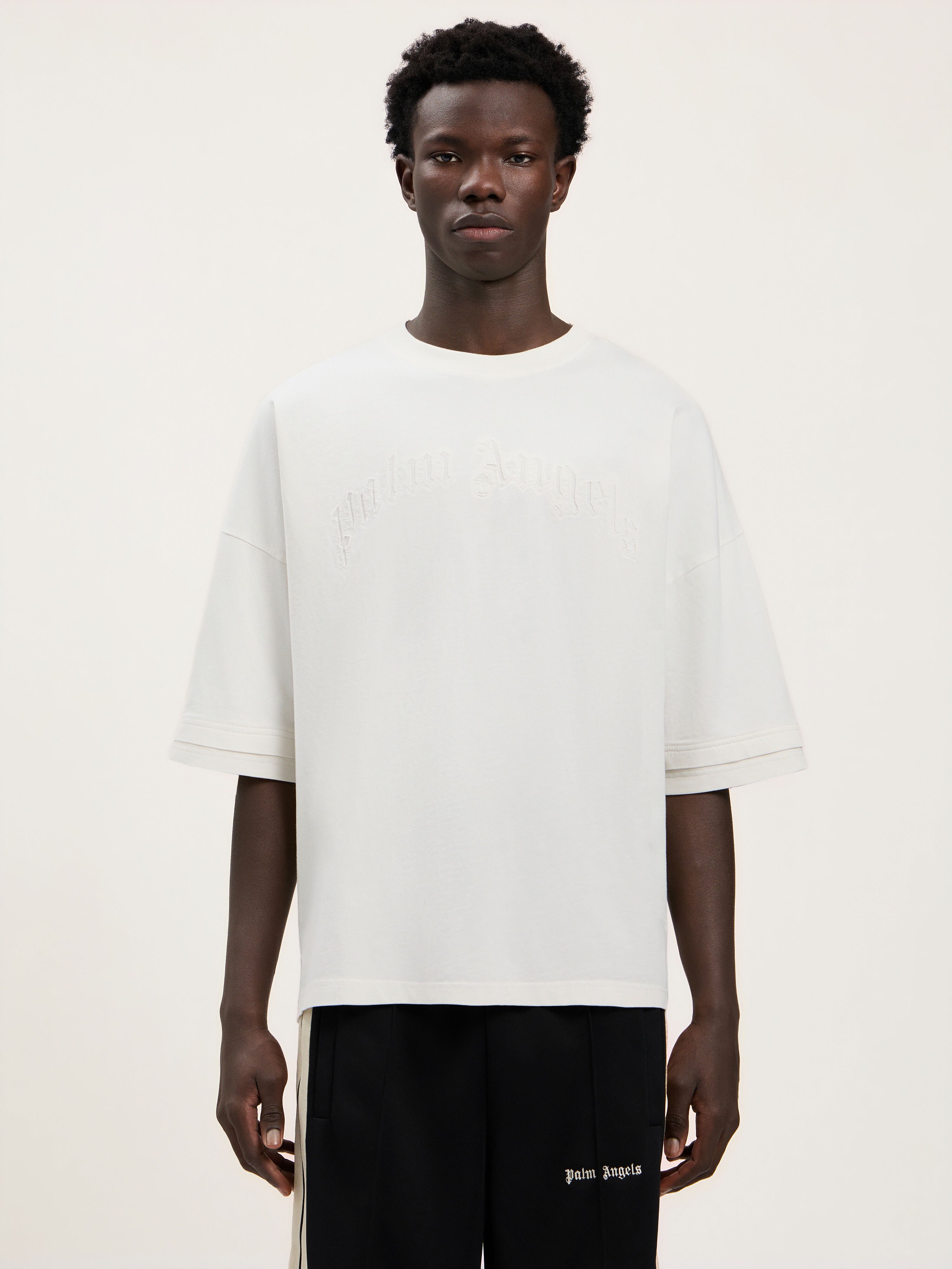 Curved Logo Loose Double T-Shirt PALM ANGELS Curved Logo Loose Double T-Shirt OFF WHITE OFF WHITE PMAA10QS26JER001