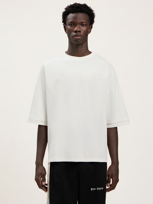 Curved Logo Loose Double T-Shirt PALM ANGELS Curved Logo Loose Double T-Shirt OFF WHITE OFF WHITE PMAA10QS26JER001
