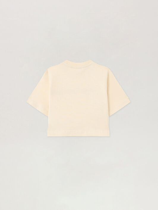 PALM ANGELS Shiny Studs Cropped Over T-Shirt OFF WHITE PGAA004S26JER001