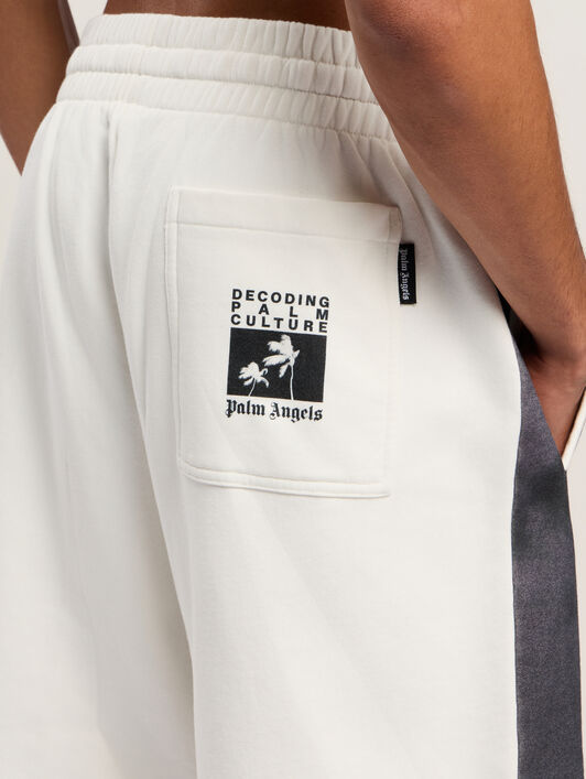 PALM ANGELS Decoding Palm Culture Sweatshort OFF WHITE - BLACK PMCI019F25FLE002