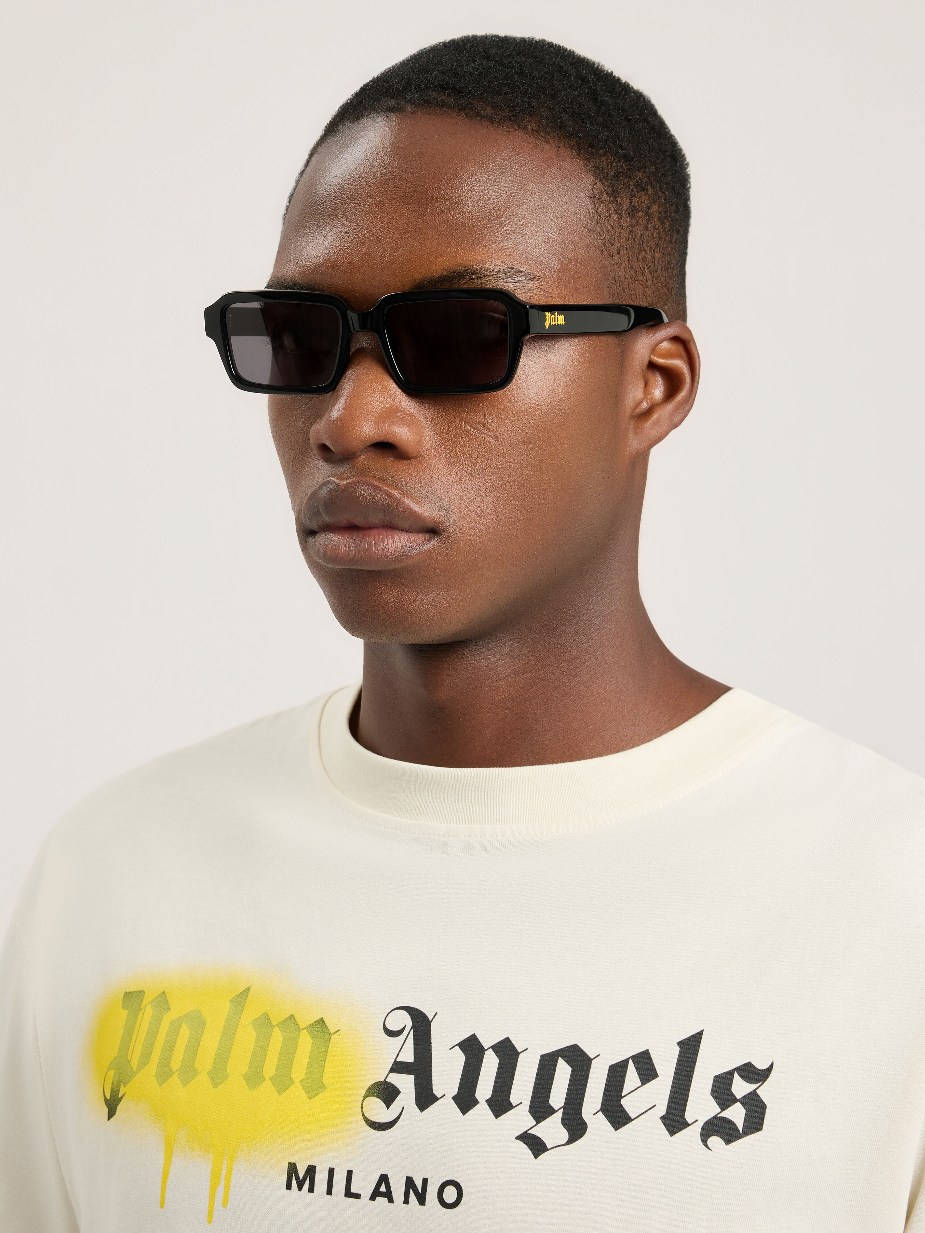Homer Black Lens Sunglasses PALM ANGELS Homer Black Lens Sunglasses SHINY BLACK PA1025100753