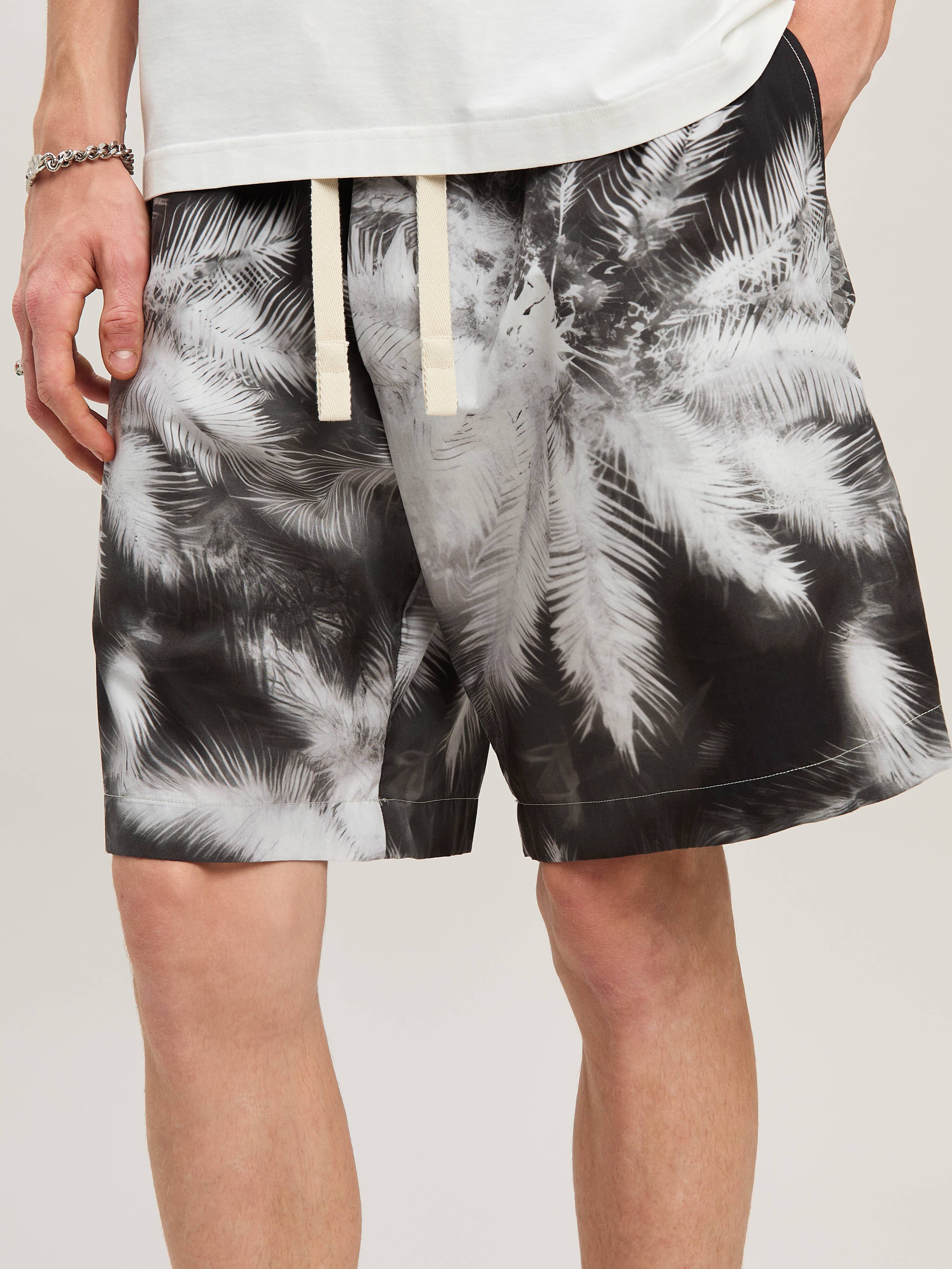 PALM ANGELS  Bluprint Palms shorts BLACK - OFF WHITE PMCB058S25FAB002