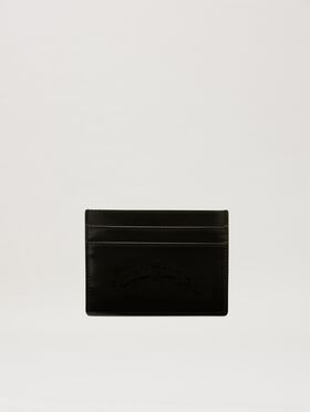 PALM ANGELS  Curved logo card holder BROWN - DARK BROWN PWJA035S25LEA001