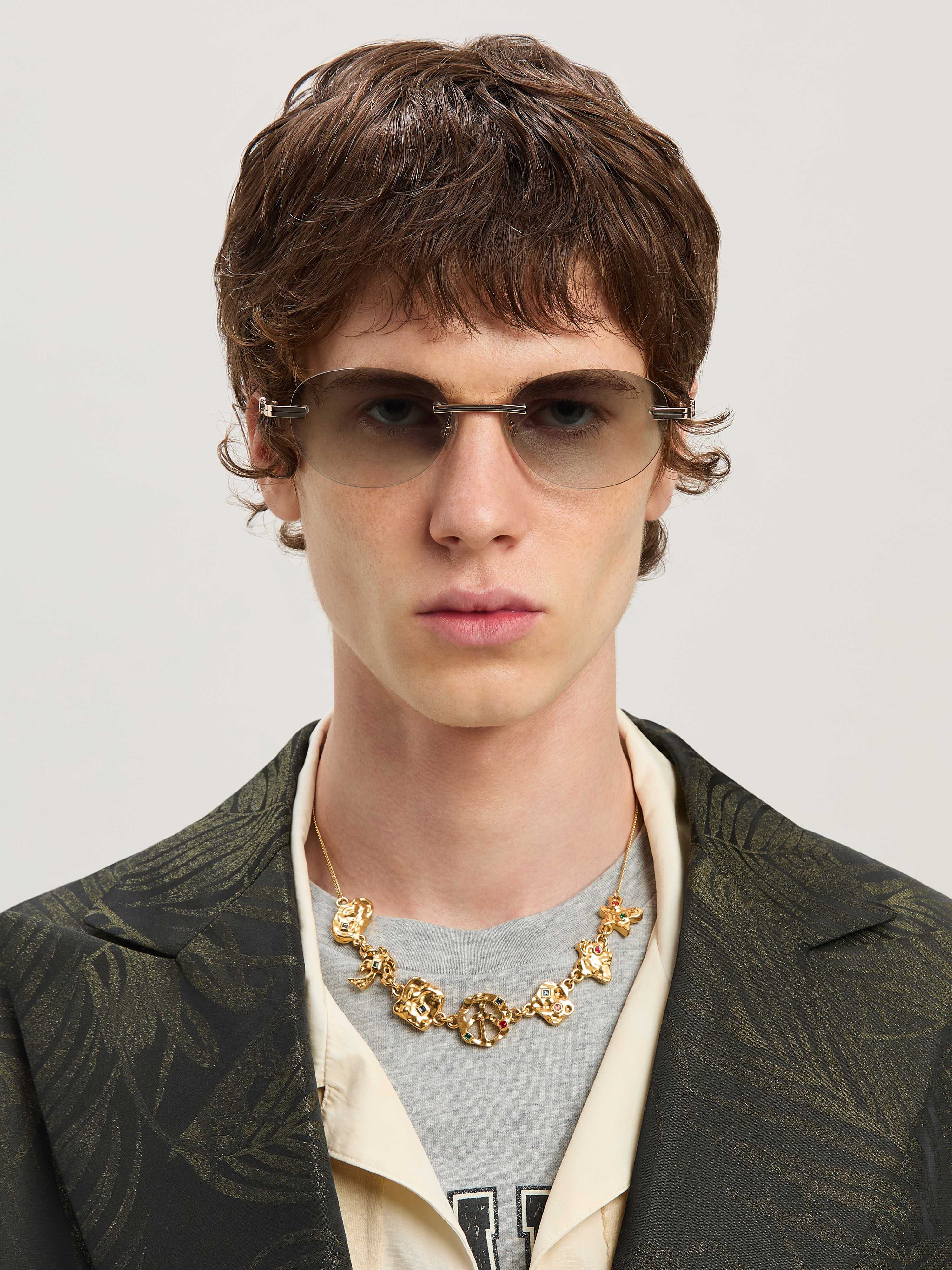 PALM ANGELS  Crystal sunglasses GOLD GRADIENT GREEN PERI10HS25MET001