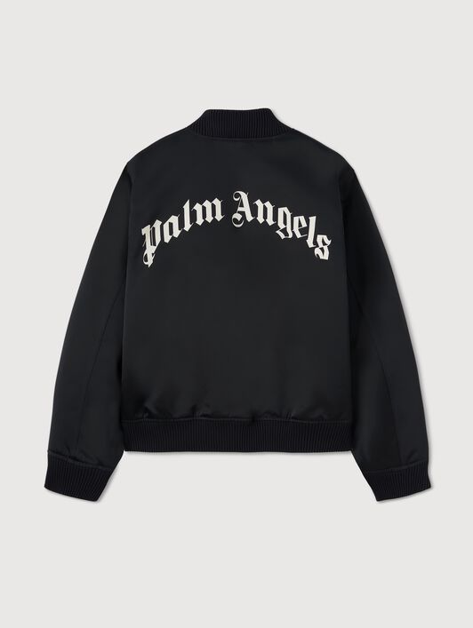 PALM ANGELS  Bomberjacke mit geschwungenem Logo BLACK - BLACK PMEH033S25FAB001