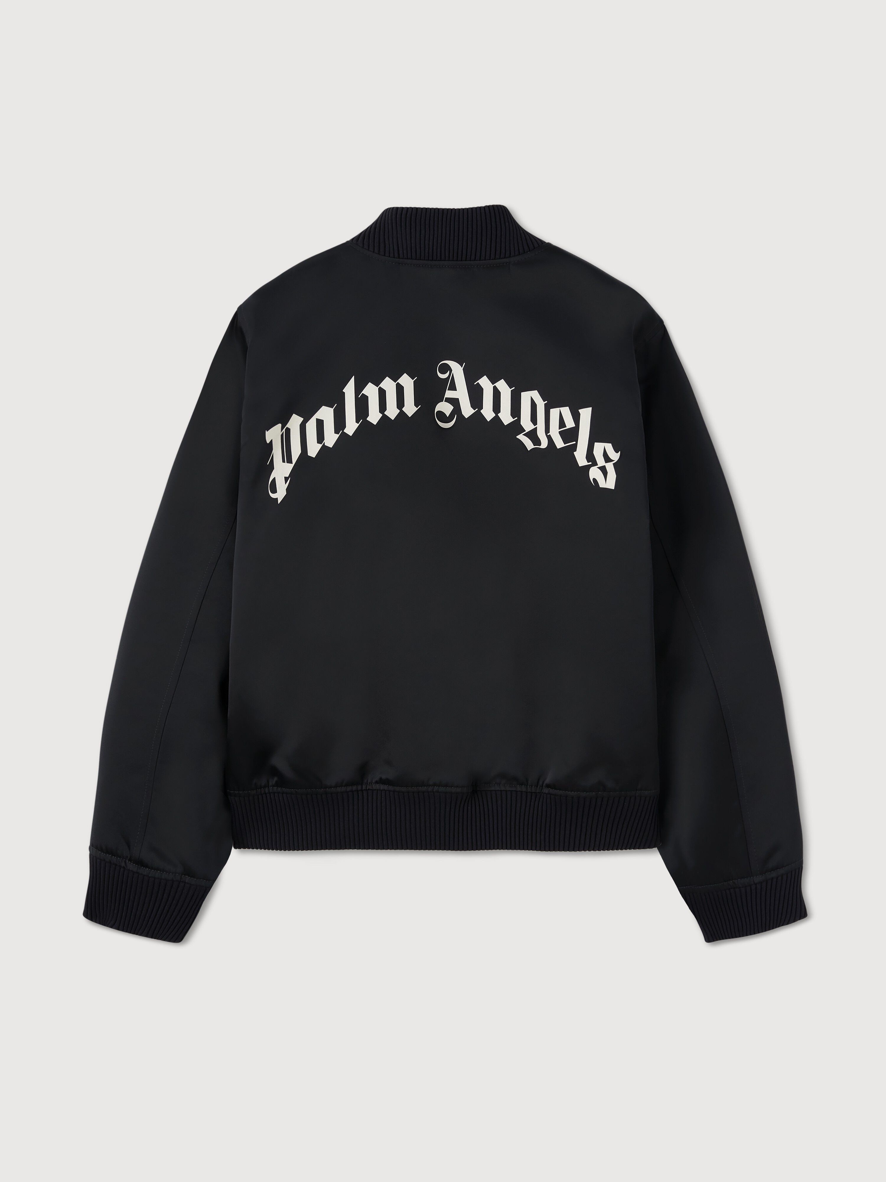 PALM ANGELS  Bomberjacke mit geschwungenem Logo BLACK - BLACK PMEH033S25FAB001