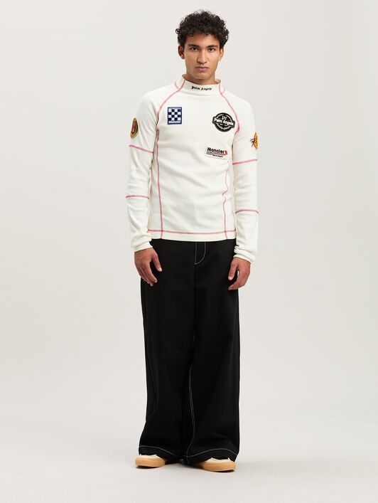 PALM ANGELS  Langärmliches Racing T-Shirt Moncler x Palm Angels WHITE - BLACK PMAB057T25FAB001