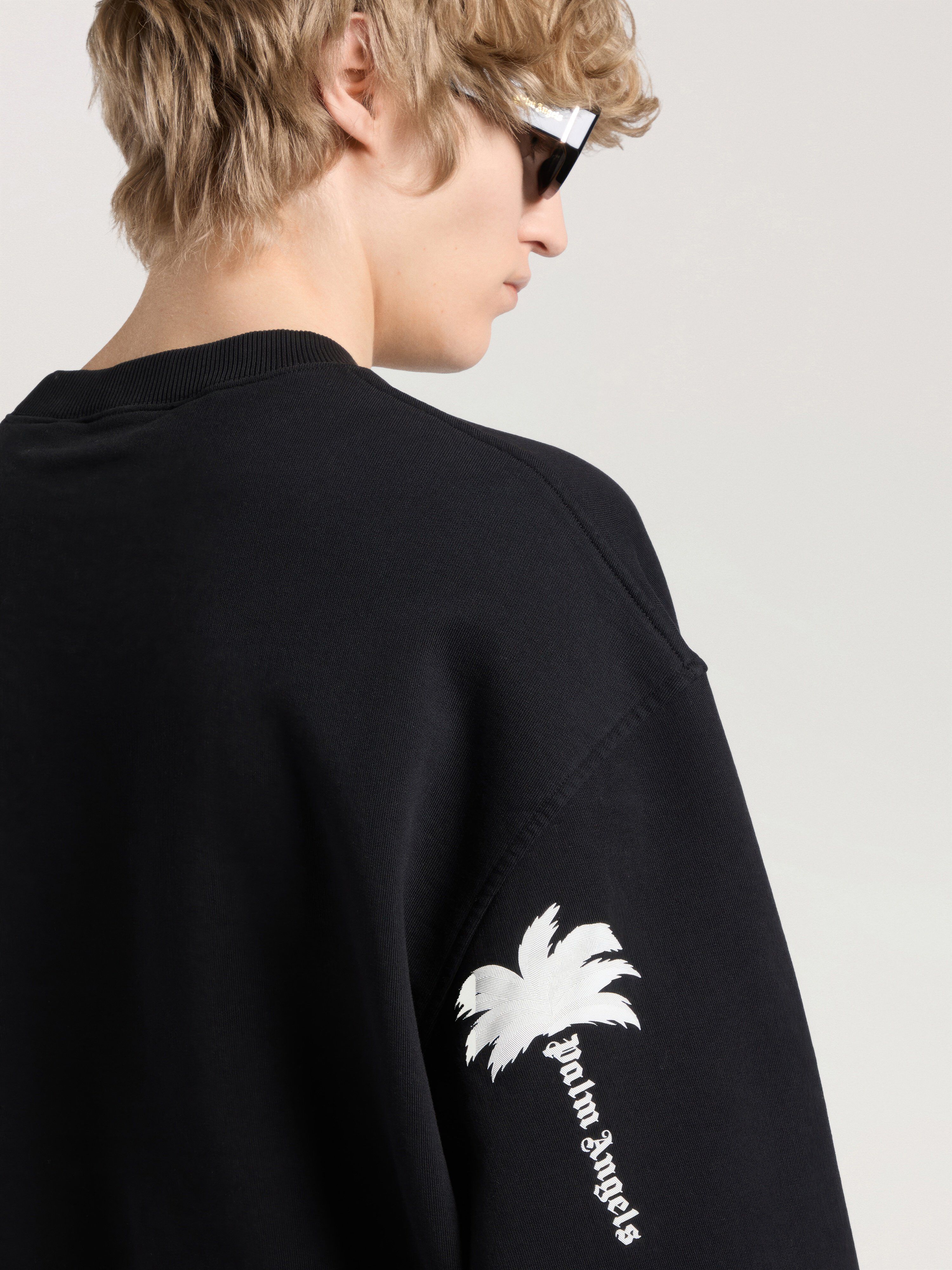 Palm Tree Statement Regular Crewneck PALM ANGELS Palm Tree Statement Regular Crewneck BLACK - OFF WHITE PAMBA03W26FL03