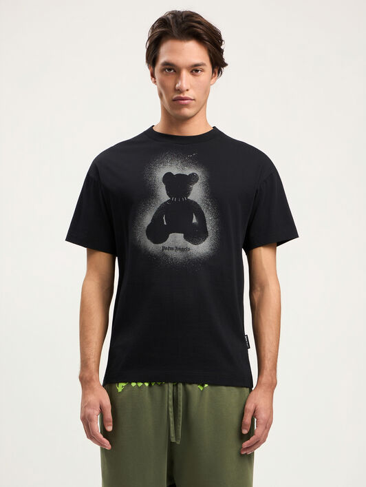 PALM ANGELS Spray Bear T-Shirt BLACK DARK GREY PMAA109S26JER001