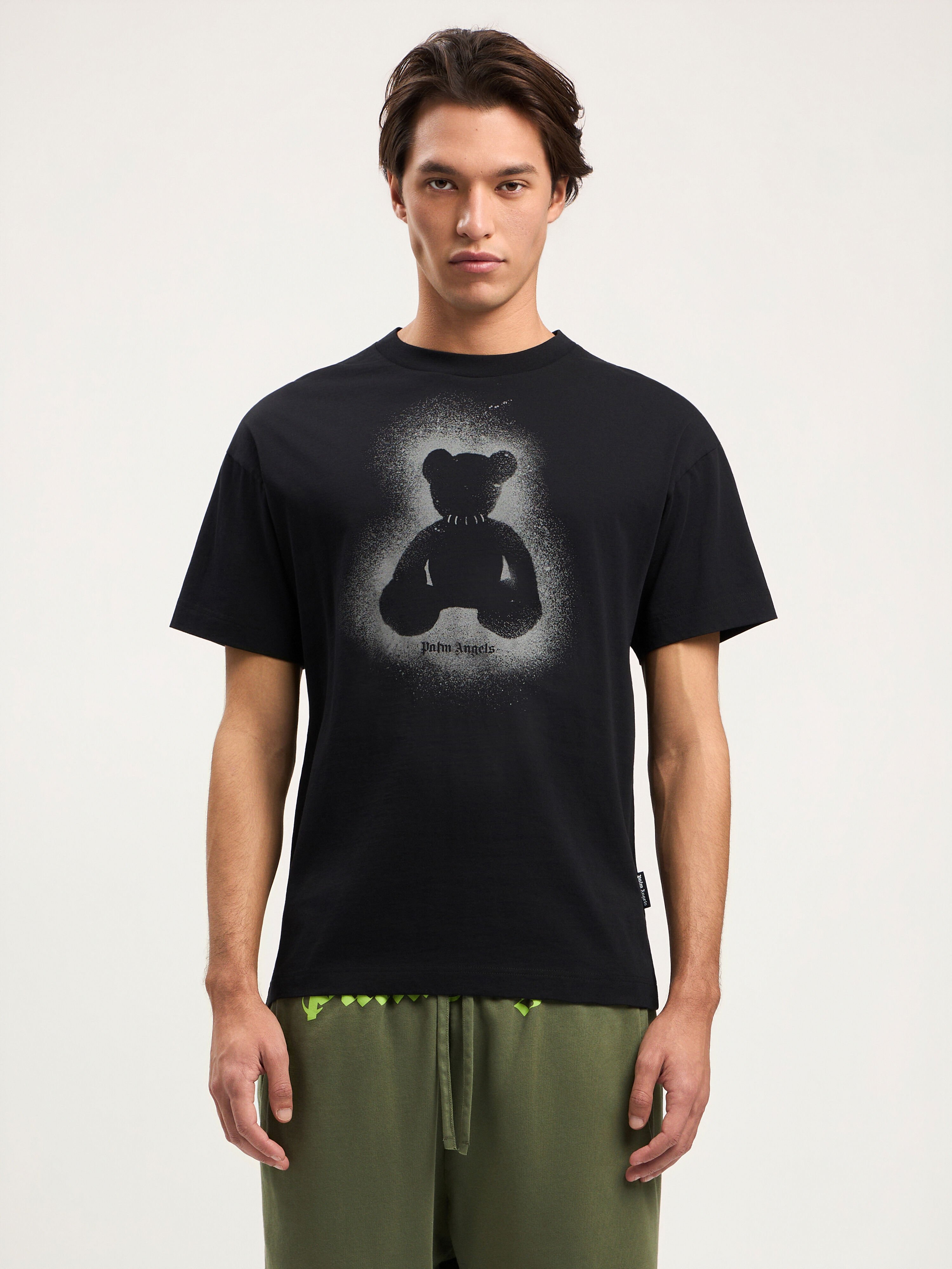 PALM ANGELS Spray Bear T-Shirt BLACK DARK GREY PMAA109S26JER001