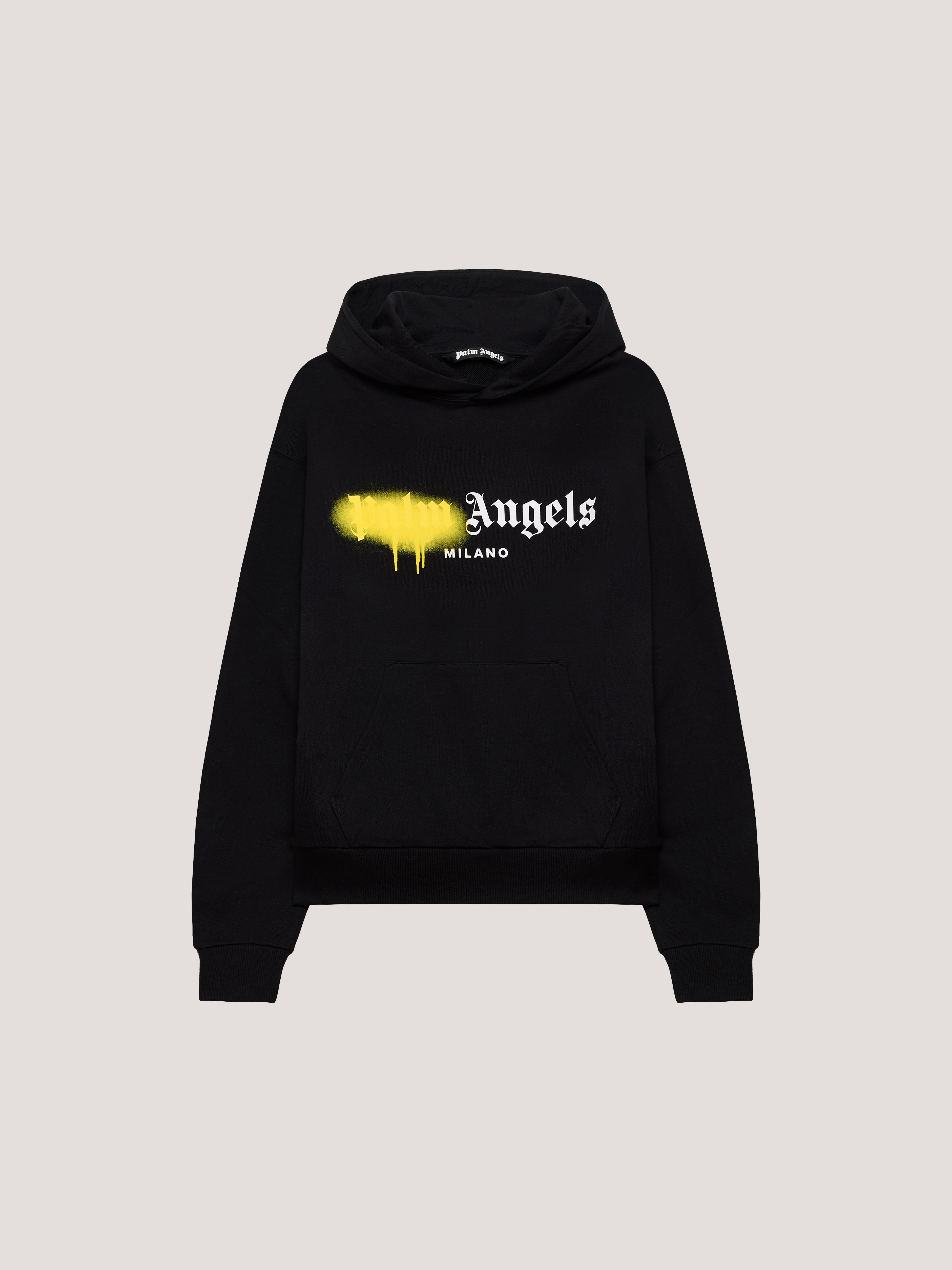 PALM ANGELS Spray Milan Hoodie Black/Yellow PMBB17DT26FLE004
