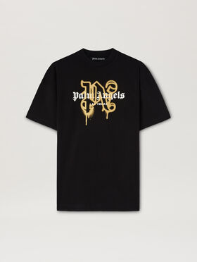 PALM ANGELS Las Vegas Monogram Spray Tee BLACK GOLD PMAA001C99JER031