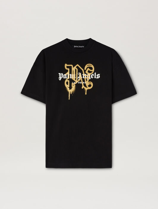 Las Vegas Monogram Spray Tee PALM ANGELS Las Vegas Monogram Spray Tee BLACK GOLD PMAA001C99JER031