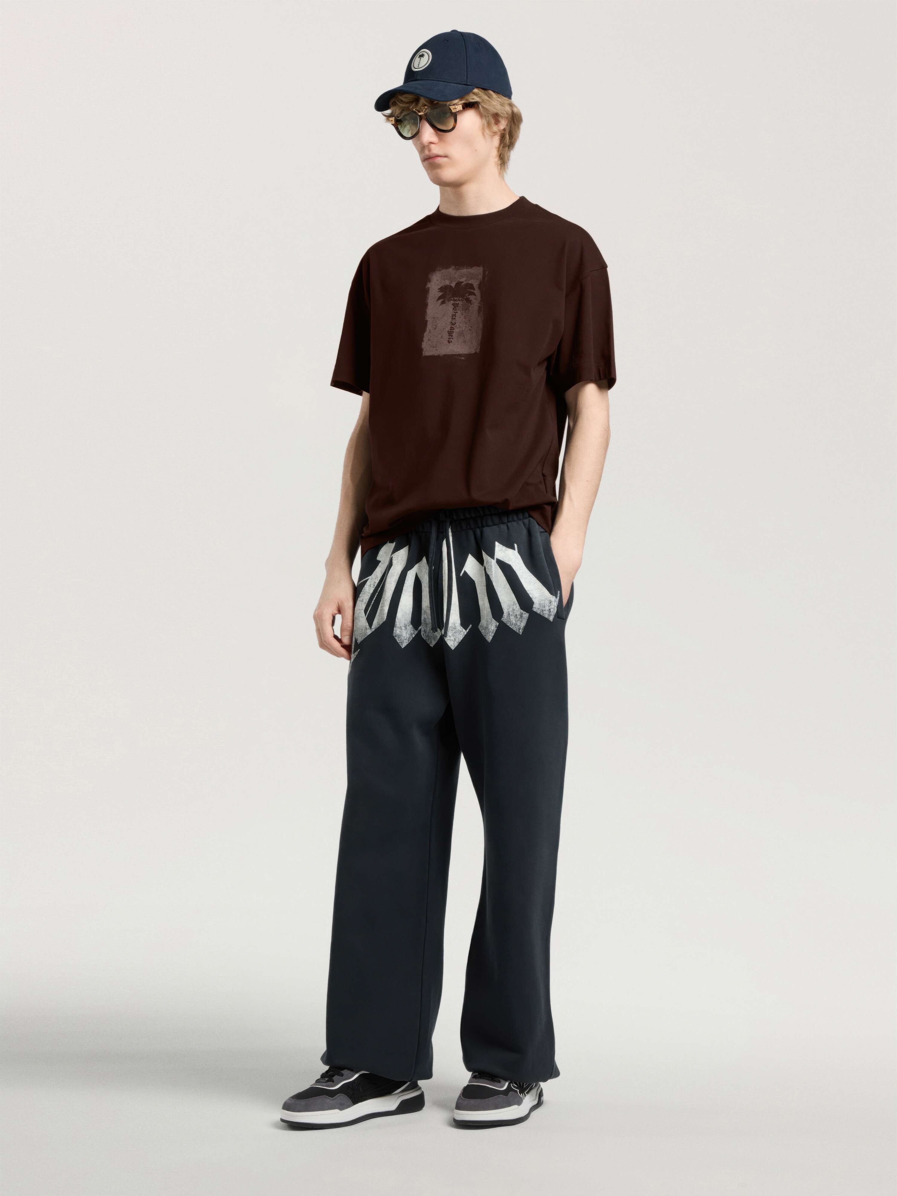 Brushed Palm Tree Regular T-Shirt PALM ANGELS Brushed Palm Tree Regular T-Shirt BROWN - KAKI PAMAA01W26JR19