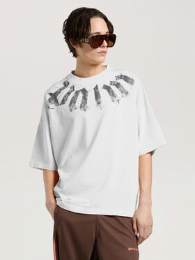 PALM ANGELS Big Neck Logo Loose T-Shirt OFF WHITE - BLACK PAMAA03F26JR01