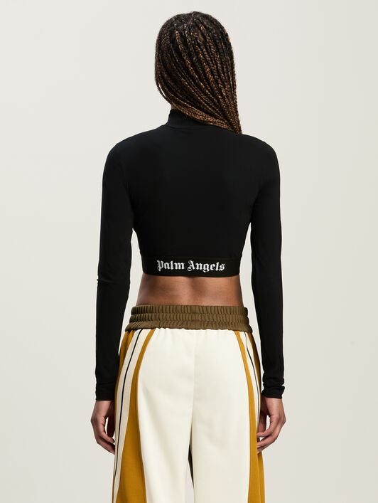 Sport cropped mock top with logo band PALM ANGELS Sport cropped mock top with logo band BLACK - WHITE PWVO014C99FAB002