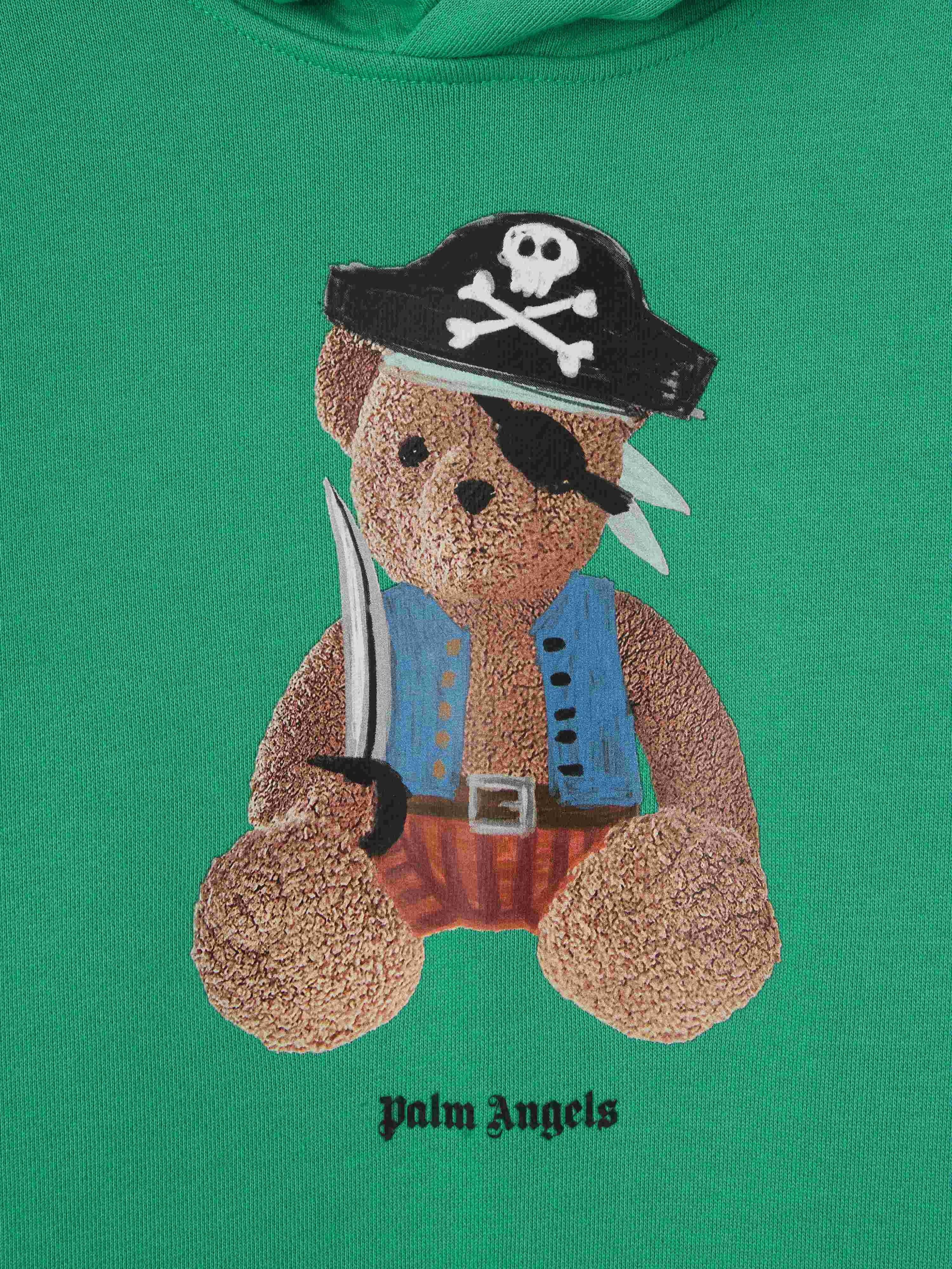 PALM ANGELS  Bear Pirate hoodie GREEN BROWN PBBB012S25FLE002