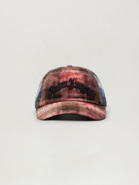 PALM ANGELS Curved Logo Check Cap BLUE - RED PMLB104F25FAB004