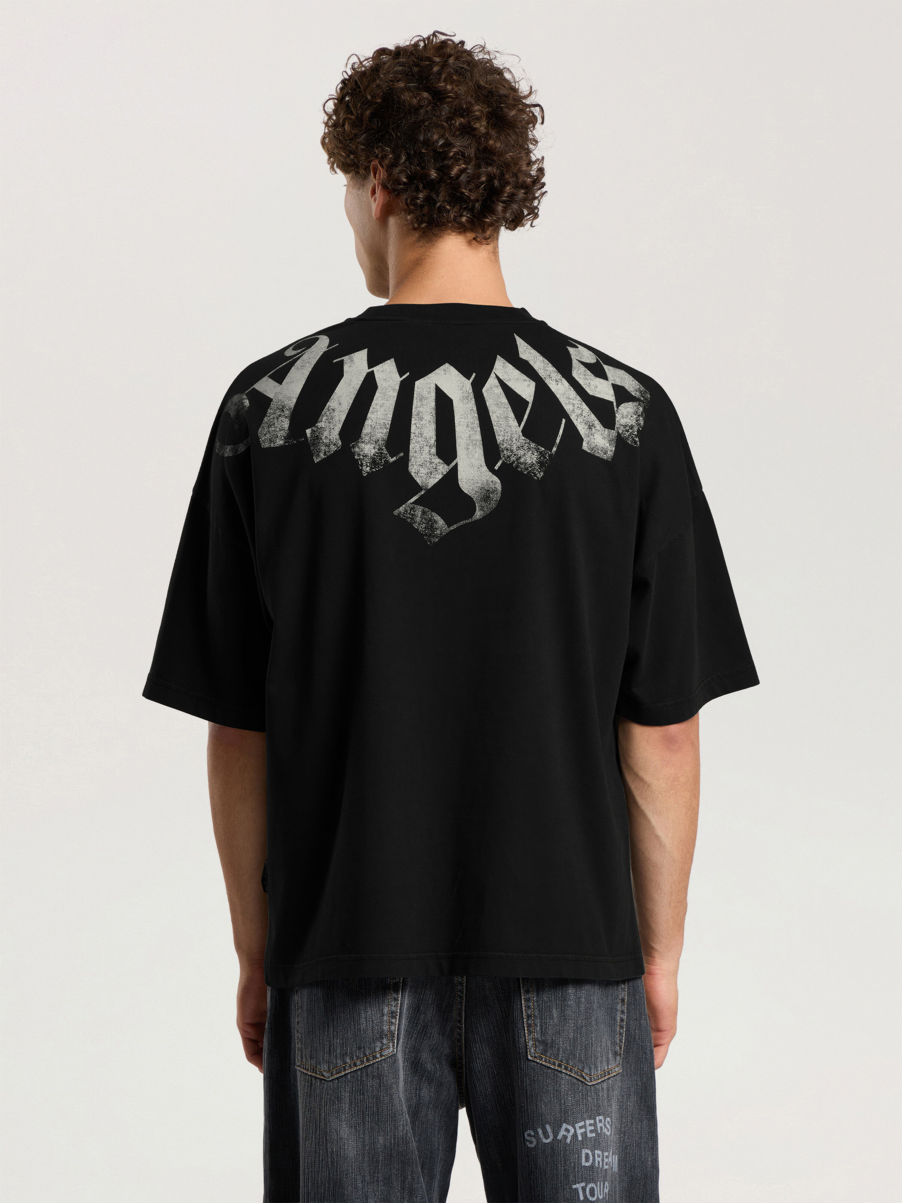 PALM ANGELS T-Shirt Con Logo Big Neck BLACK - OFF WHITE PAMAA03F26JR01