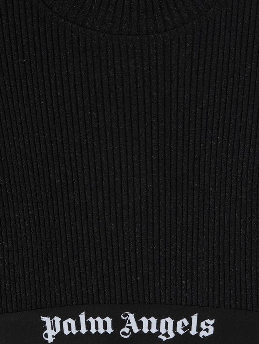 PALM ANGELS  Logo Band Lurex Top BLACK BLACK PGAD004S25JER001